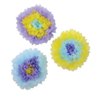 Beistie | pastel purple, yellow and blue tissue flower | Pastel party supplies NZ