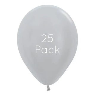 Satin Pearl Silver Balloons - 25 Pkt