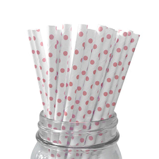 Pink Blush Swiss Dot Paper Straws | Pink Party Supplies
