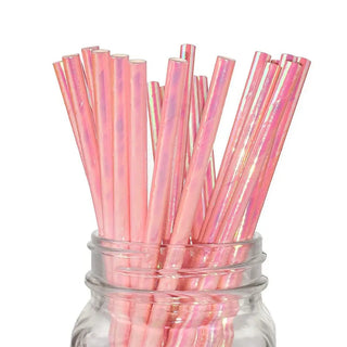 Pink Iridescent Straws | Pink Party Supplies