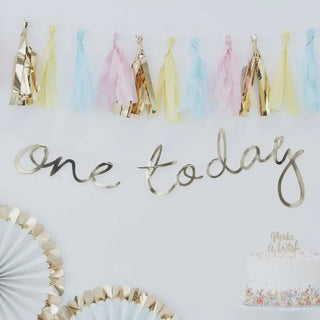Ginger Ray | one today gold bunting | 1st birthday party supplies NZ