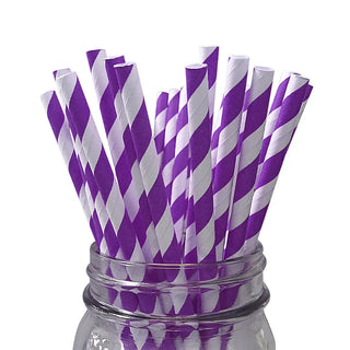 Purple Stripe Straws | Purple Party Supplies