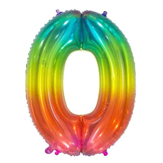 Giant Rainbow Number 0 Balloon | Rainbow Party Supplies