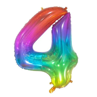 Giant Rainbow Number 4 Balloon | Rainbow Party Supplies