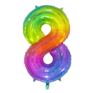 Giant Rainbow Number 8 Balloon | Rainbow Party Supplies