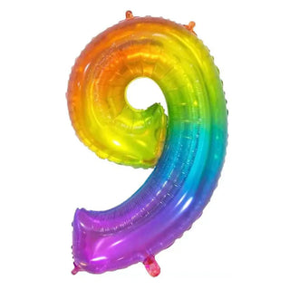 Giant Rainbow Number 9 Balloon | Rainbow Party Supplies