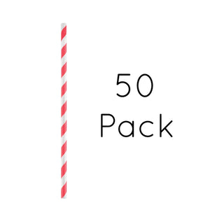 50 Pack Red Striped Paper Straws | Red Party Supplies NZ