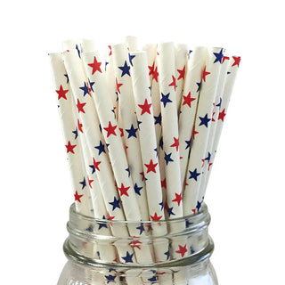 Red & Blue Stars Straws | Superhero Party Supplies