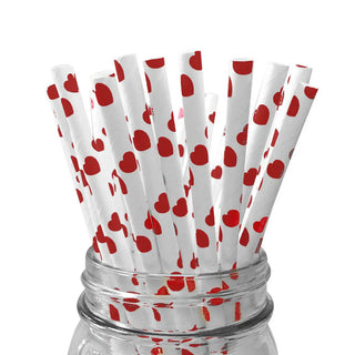 Red Heart Paper Straws | Valentines Day Supplies