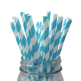 Robins Egg Blue Stripe Straws | Blue Party Supplies