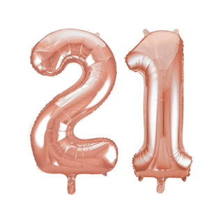 Giant Number 21 Foil Balloons - Rose Gold