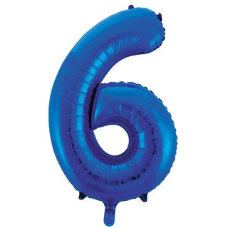 Party Choice | Blue Number 6 giant foil Balloon | Blue Party Supplies 