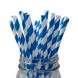 Blue Striped Paper Straws | Blue Party Supplies