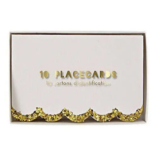 Meri Meri White & Gold Glitter Scalloped Placecards
