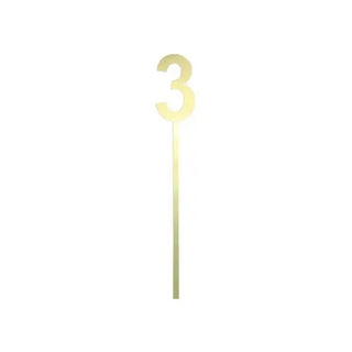 Small Gold Mirror Number Cake Topper - 3 CLEARANCE
