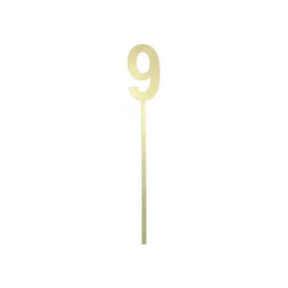 Small Gold Mirror Number Cake Topper - 9 CLEARANCE