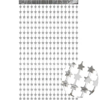 Silver Star Foil Backdrop Curtain | Silver Party Supplies NZ