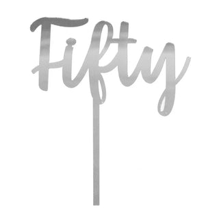 GoBake | silver acrylic fifty cake topper | fifty party supplies