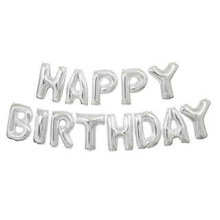 Silver Happy Birthday Balloon Banner | Silver Birthday Decorations