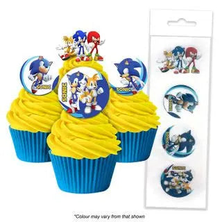 Bake Boss | sonic the hedgehog edible wafer cupcake topper 16 piece | sonic the hedgehog party supplies