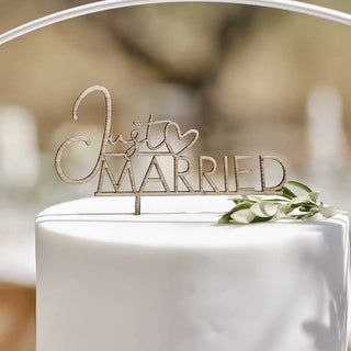 Ginger Ray | Wooden Just Married Cake Topper | Wedding Cake Decorations NZ