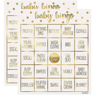 Gold Baby Bingo Game | Gold Baby Shower Supplies NZ