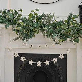 Ginger Ray | Felt White Star Merry Christmas Bunting | Christmas Decorations NZ