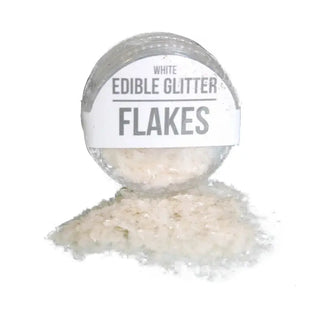 GoBake | White Edible Glitter Flakes | White Cake Decorations