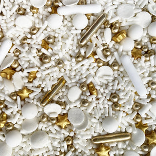 Sprinkies | White and Gold Sprinkle medley | Hollywood party supplies