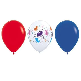 Qualatex | Party Time with Red & Blue Balloons Pack of 12