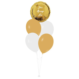 White & Gold Personalised Balloon Bouquet | White & Gold Party Supplies