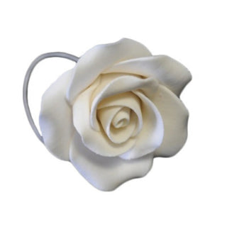 Edible White Rose On Wire | Floral Party Supplies NZ