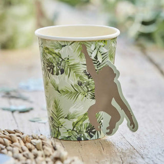 Ginger Ray | Let's Go Wild Monkey Cups | Jungle Animal Party Supplies NZ