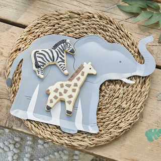 Ginger Ray | Let's Go Wild Elephant Plates | Safari Animal Party Supplies NZ