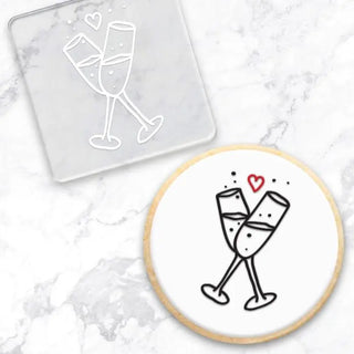 Wine or Champagne Glasses Debosser Stamp | Wedding Cake Supplies NZ